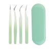 4pcs Eyelash Tweezers Set, Stainless Steel False Eyelash Extension Tweezers Kit, High Hardness Multifunctional Eyelashes Applicator Tools with Tight Tip Alignment for Home Salon an (Green) view 1