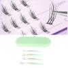 4pcs Eyelash Tweezers Set, Stainless Steel False Eyelash Extension Tweezers Kit, High Hardness Multifunctional Eyelashes Applicator Tools with Tight Tip Alignment for Home Salon an (Green) view 2