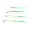 4pcs Eyelash Tweezers Set, Stainless Steel False Eyelash Extension Tweezers Kit, High Hardness Multifunctional Eyelashes Applicator Tools with Tight Tip Alignment for Home Salon an (Green) view 4