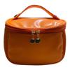 Adjour Cosmetic Bag with Top Handle, Orange, Water-Resistant Synthetic Leather, 8.5 x 8 x 6 Inches, Vanity Case for Travel and Daily Makeup Storage view 1