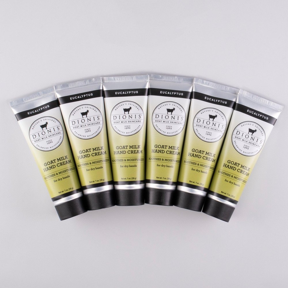 Dionis Goat Milk Hand Cream, Eucalyptus Scent, 1 Oz Tubes, Moisturizing, 6 Pack