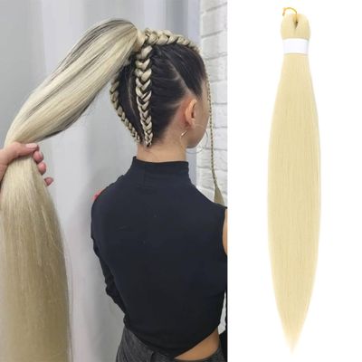 Saisifen Pre Stretched Braiding Hair Extensions for DIY Crochet Braids Ponytails and Highlight Hair #613 Blonde Synthetic Hair Extension Yaki Straight 1Pack 90g 26 Inches