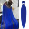 Saisifen Pre Stretched Braiding Hair Extensions for DIY Crochet Braids Ponytails and Highlight Hair Blue Synthetic Hair Extension Yaki Straight 1Pack 90g 26 Inches view 1