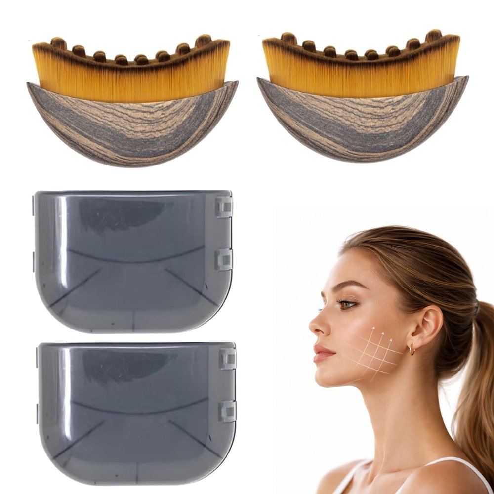 2 Pcs Lymphatic Contour Face Brush,Lymphatic Face Brush,Drainage,for Chin & Jawline Sculpting, Facial Lymphatic Drainage Massager, Ergonomic Design