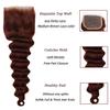 Reddish Brown Bundles Human Hair with Closure 10A Brazilian Colored Loose Deep Wave Human Hair 3Bundles and 4x4 Lace Closure (Reddish Brown 12 14 16+12) view 4
