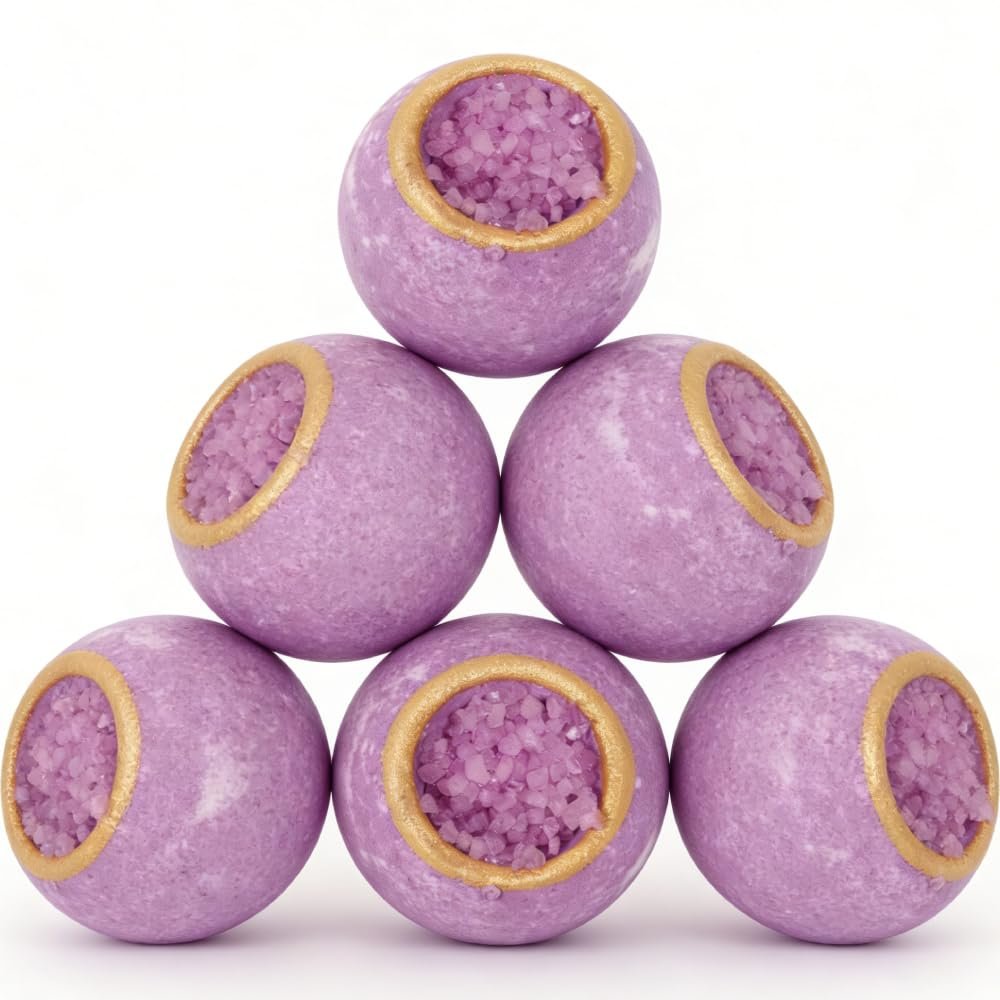 Lavender Scented Bath Bomb - YC085, 3.53 oz, Pack of 6 - Perfect for Bubble Spa Bath - Essential Oil Personal Care Bath Gift for Birthday Mothers Day Christmas