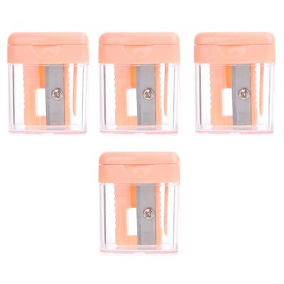 AUTSUPPL 4Pcs Cosmetic Pencil Sharpener with Protective Lid for Brow Lipstick Eyeliner Pencils Rust-Resistant Abs Cover Suitable for Large and Small Makeup Tools Random Color