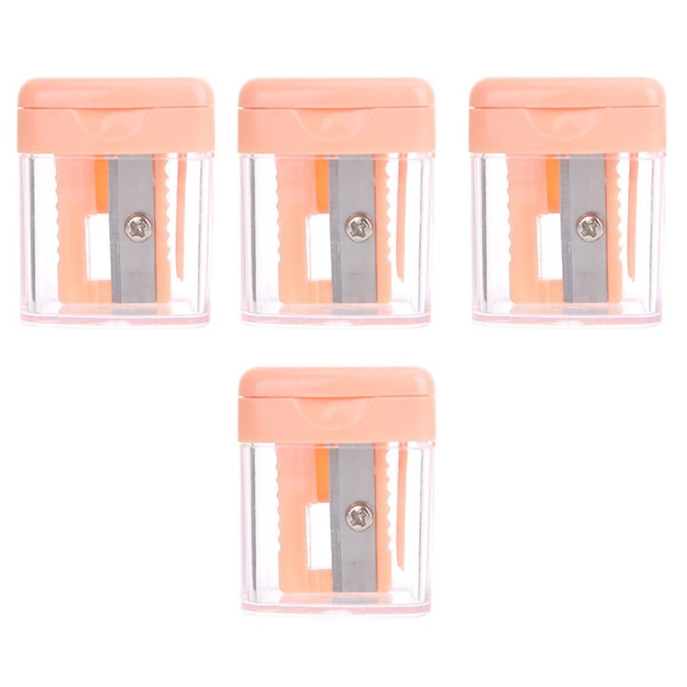 AUTSUPPL 4Pcs Cosmetic Pencil Sharpener with Protective Lid for Brow Lipstick Eyeliner Pencils Rust-Resistant Abs Cover Suitable for Large and Small Makeup Tools Random Color
