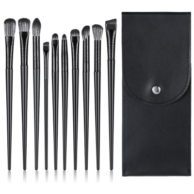 10 PCS Eye Makeup Brush, Eyeshadow Brush Set, Synthetic Fiber Brushes for Eyeshadow Eyeliner Eyebrow, Soft Portable Travel Kit with Storage Pouch