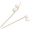 HAMPPLIES 2pcs Pearl Hair Sticks for Buns Minimalist Alloy Hair Chopsticks for Women Gift for Wife and Mother view 1