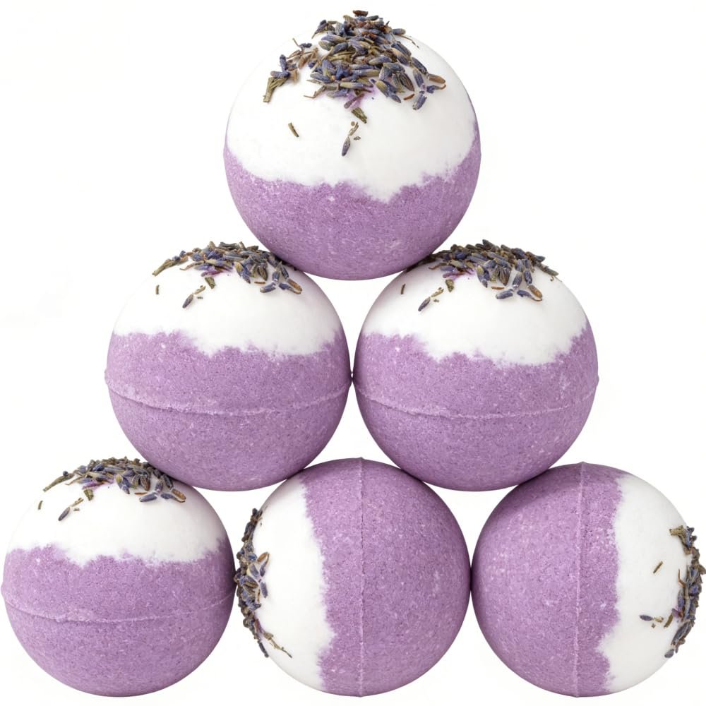 Lavender Scented Bath Bomb - YC063, 3.53 oz, Pack of 6 - Perfect for Bubble Spa Bath - Essential Oil Personal Care Bath Gift for Birthday Mothers Day Christmas