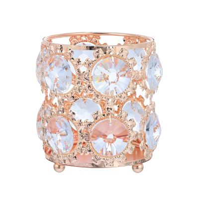 WRITWAA Rhinestone Makeup Brush Organizer Large Capacity Desktop Pen Container Stylish Holder for Cosmetic Brushes and Stationery Storage Shiny Bling Design for Home Office Vanity
