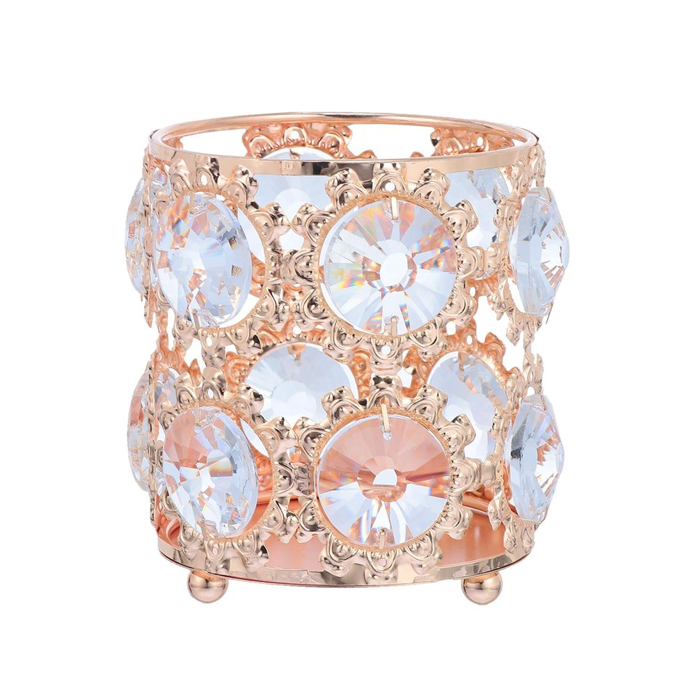 WRITWAA Rhinestone Makeup Brush Organizer Large Capacity Desktop Pen Container Stylish Holder for Cosmetic Brushes and Stationery Storage Shiny Bling Design for Home Office Vanity