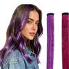 ALLUREMOUR Long Straight Speakling Shiny Hair Extensions Synthetic Wig Clip In Hair Shiny Highlight Rainbow Hairpiece For Girls (PINK_20INCHES) view 2