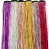 ALLUREMOUR Long Straight Speakling Shiny Hair Extensions Synthetic Wig Clip In Hair Shiny Highlight Rainbow Hairpiece For Girls (PINK_20INCHES) view 3