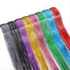 ALLUREMOUR Long Straight Speakling Shiny Hair Extensions Synthetic Wig Clip In Hair Shiny Highlight Rainbow Hairpiece For Girls (PINK_20INCHES) view 4