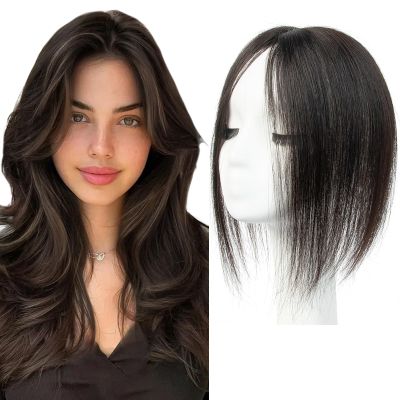 isheeny Human Hair Topper for Women 10Inch Real Human Hair Toppers For Changing Your Look, Natural Black Hair Pieces for Women