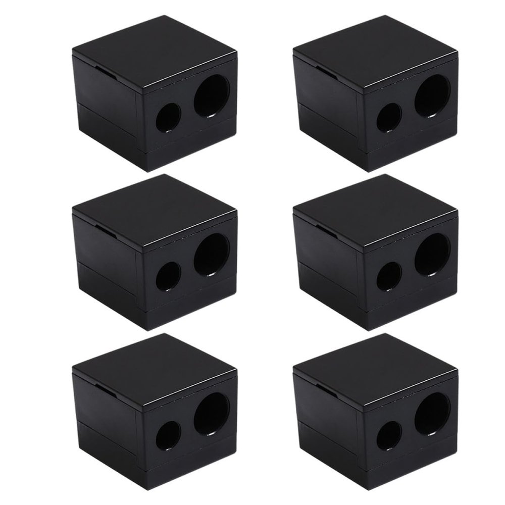 CIYODO 6pcs Makeup Pencil Sharpener for Eyeliner and Lip Liner Portable Cosmetic Pen Sharpener with Two Lightweight and Travel-Friendly Eyebrow Tool in Black