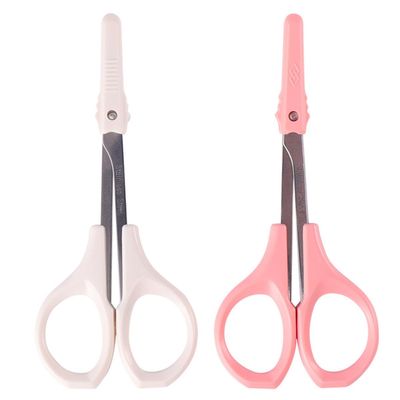 DONFAMDS 2PCS Beauty Scissors Eyebrow and Eyelash Trimmer High Precision Stainless Steel Curved and Straight Blades for Women Grooming Travel Use