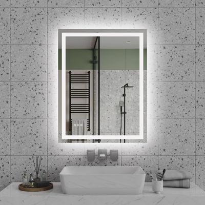 20"*28"LED Bathroom Mirror,Front-Lit and Back-Lit, Stepless Dimmable, 3 Colors CRI90+, Brightness Memory, Shatter-Proof,Anti-Fog LED Vanity Mirror, IP44 Waterproof (Transparent + Glass-2)