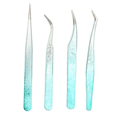Nail Art Tweezers Stainless Steel Lightweight Versatile Fine Point Silicone Pressing Head Comfortable Grip for Salon Home Use 4 Pack