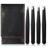4Pcs Eyebrow Tweezer Mini Tweezer Set for Women Men Black Stainless Steel Precision Tweezers for Facial Hairs Ingrown Hair Removal view 1