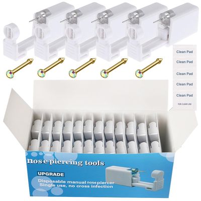 Nose Piercing Gun Kit - 72Pcs Self Nose Piercing Kit Unit Disposable Nose Piercing Gun Including 24Pcs Nose Piercing Gun with 24Pcs Built-in Nose Studs and 24Pcs Clean Tools for Nose Cartilage