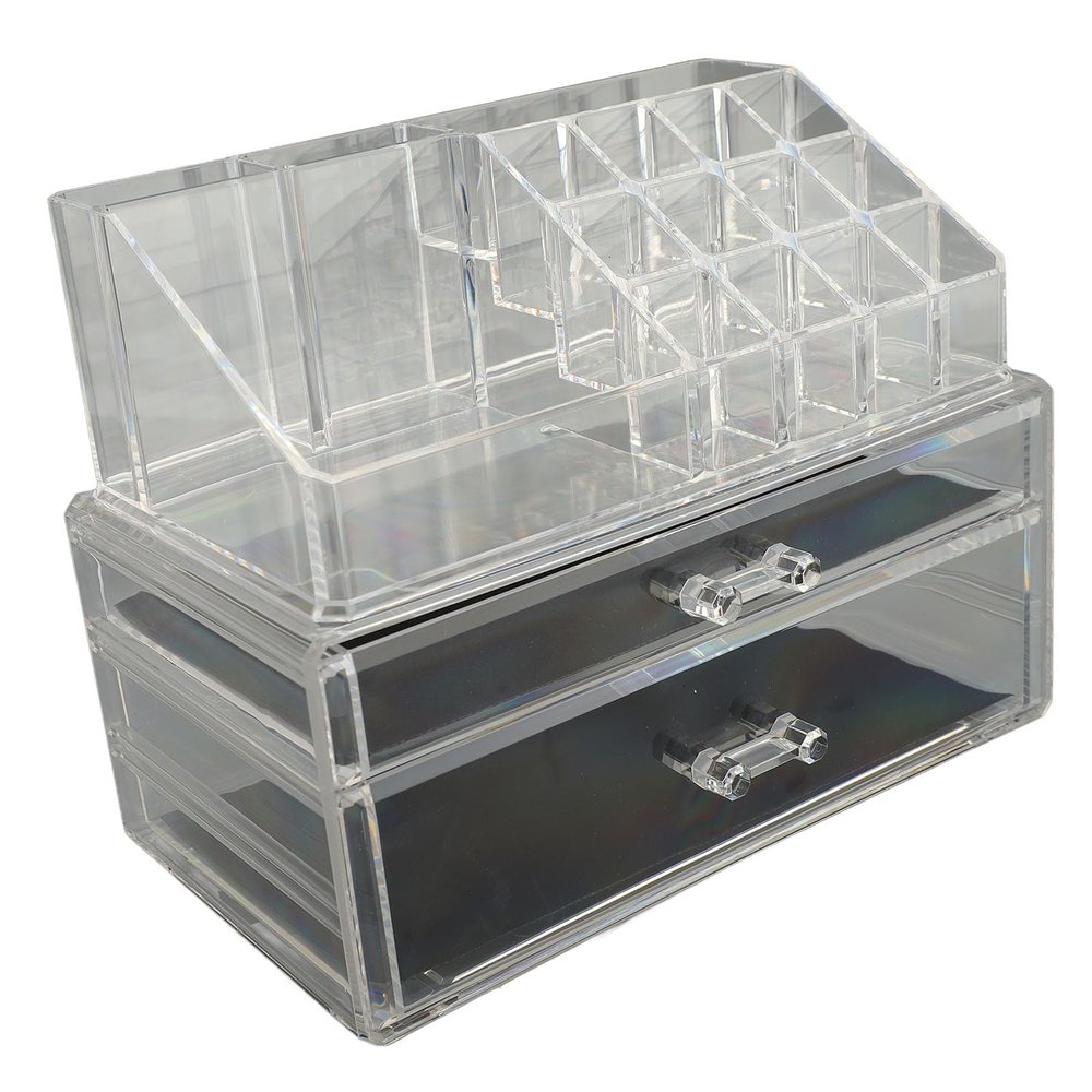 MAVIS LAVEN Makeup Vanity Organizer, Stackable Clear Cosmetic Display Case with 2 Drawers and 1 Tray, for Makeup Brush Lipstick Jewelry