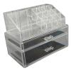MAVIS LAVEN Makeup Vanity Organizer, Stackable Clear Cosmetic Display Case with 2 Drawers and 1 Tray, for Makeup Brush Lipstick Jewelry view 1
