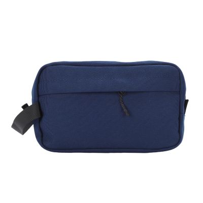 ViaGasaFamido Hanging Toiletry Bag for Men Travel, Nylon Shaving Storage Organizer with 3 Mesh Pockets, Portable Handle for Business Trip Bathroom (Dark Blue)