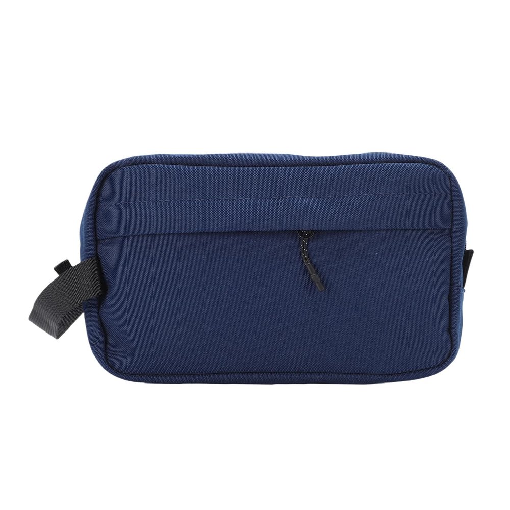 ViaGasaFamido Hanging Toiletry Bag for Men Travel, Nylon Shaving Storage Organizer with 3 Mesh Pockets, Portable Handle for Business Trip Bathroom (Dark Blue)