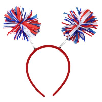 JEATHA Foil Strips Pom Pom Headband Tinsel Fashion Headband Hair Accessory for Women Red White Black One Size