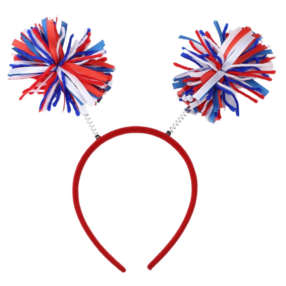 JEATHA Foil Strips Pom Pom Headband Tinsel Fashion Headband Hair Accessory for Women Red White Black One Size