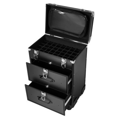 Fulavorty Rolling Makeup Case,Large Cosmetic Trolley with Locks,Professional Rolling Makeup Train Case with Drawers,Cosmetics Storage Organizer for Nail Art,Make-Up Artists