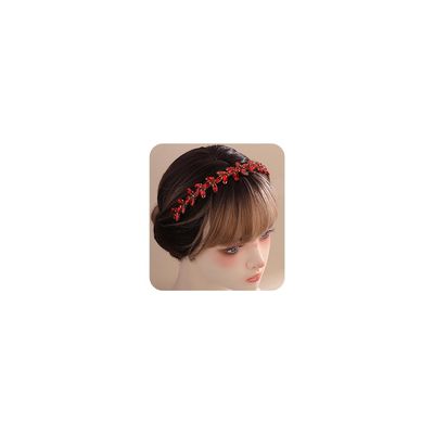 Teyglen Bridal Red Crystal Hair Band Tiara Wedding Rhinestone Crystal Headband Crown Sparkly Rhinestone Headpiece Party Prom Hair Accessories for Women (Red)