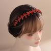 Teyglen Bridal Red Crystal Hair Band Tiara Wedding Rhinestone Crystal Headband Crown Sparkly Rhinestone Headpiece Party Prom Hair Accessories for Women (Red) view 2