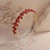Teyglen Bridal Red Crystal Hair Band Tiara Wedding Rhinestone Crystal Headband Crown Sparkly Rhinestone Headpiece Party Prom Hair Accessories for Women (Red) view 4