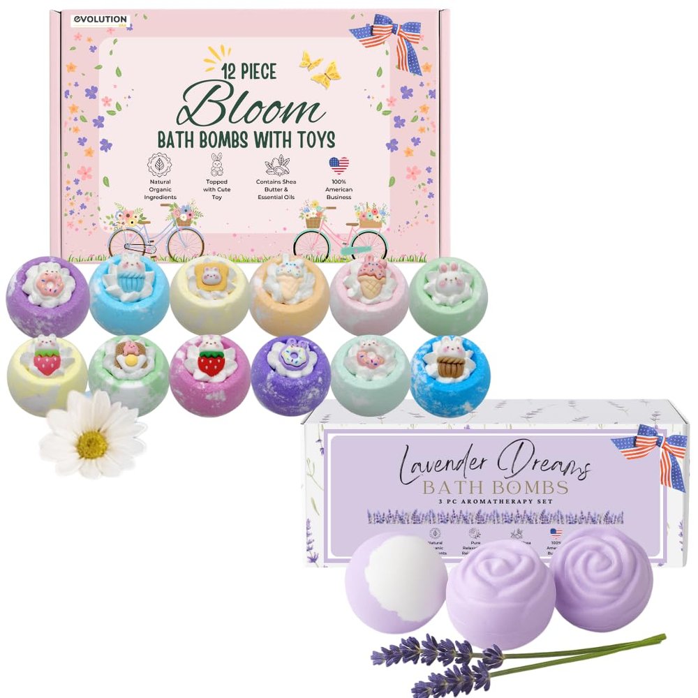 Lavender & Bloom Bath Bombs Bundle - Enjoy These 2 top Selling Sets That Make The Perfect Bath Bombs for Girls Gift