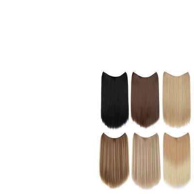 ALLUREMOUR Synthetic No Clip Hair Extension Ombre Natural Fake False Long Straight Hairpiece Blonde Hair For Women ALLUREMOUR(Medium ash brown,14inches)