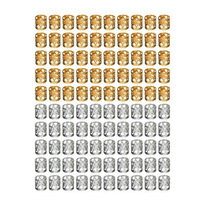 Aluminum Dread Locks 400 Pcs Hair Bead Braid Rings Dreadlocks Beads Metal Cuffs Aluminum Dread Locks for Styling(200 Silver 200 Gold)