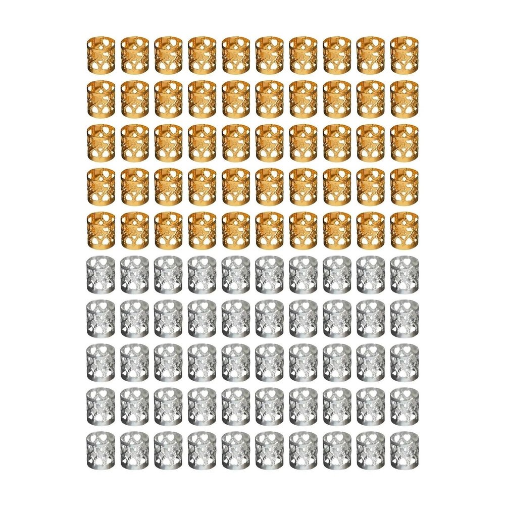 Aluminum Dread Locks 400 Pcs Hair Bead Braid Rings Dreadlocks Beads Metal Cuffs Aluminum Dread Locks for Styling(200 Silver 200 Gold)