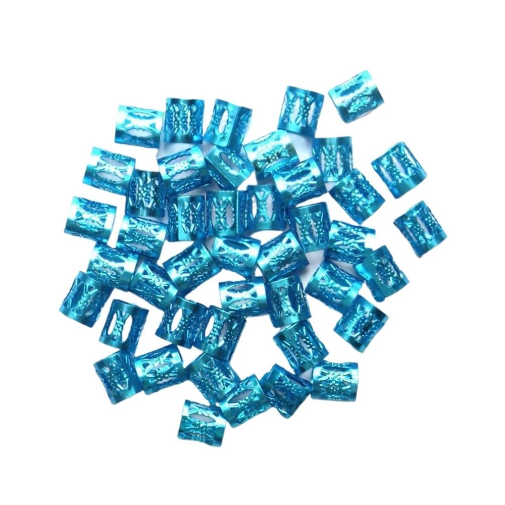 Aluminum Dread Locks 400pcs Golden Silver Aluminum Rings Micro Hair Dread Braids Beads Cuffs Adjustable Hollow For Hair Accessories(Blue)