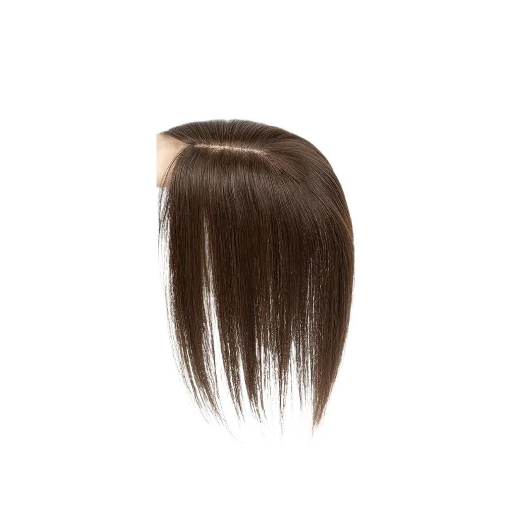 ALLUREMOUR Blonde Brown Hair Toppers Middle Part Women Human Hair Topper With Lace Base Clips In Hair Extensions (25 CM,02_7X11)
