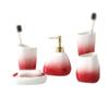 Gradual Red Bathroom Five-Piece Ceramic Toiletry Four-Piece Bathroom Set Wedding Gargle Cup view 1