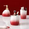 Gradual Red Bathroom Five-Piece Ceramic Toiletry Four-Piece Bathroom Set Wedding Gargle Cup view 2