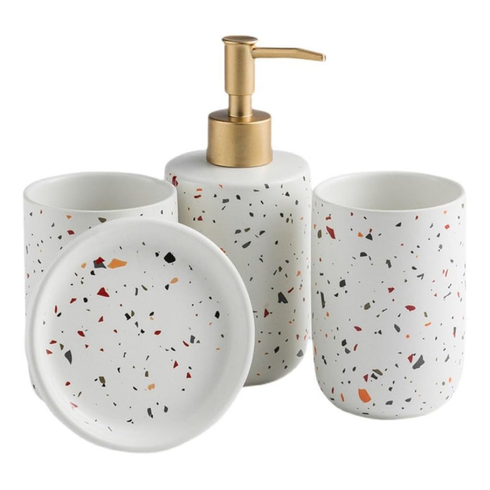 Bathroom Set Ceramic Toiletries Four-Piece Bathroom Accessories Hotel Club Model Room Kit Light