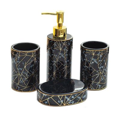 Bathroom Toiletries 4-Piece Toiletries Bathroom Items Ceramic Household Items Lotion Bottle Toothbrush Holder