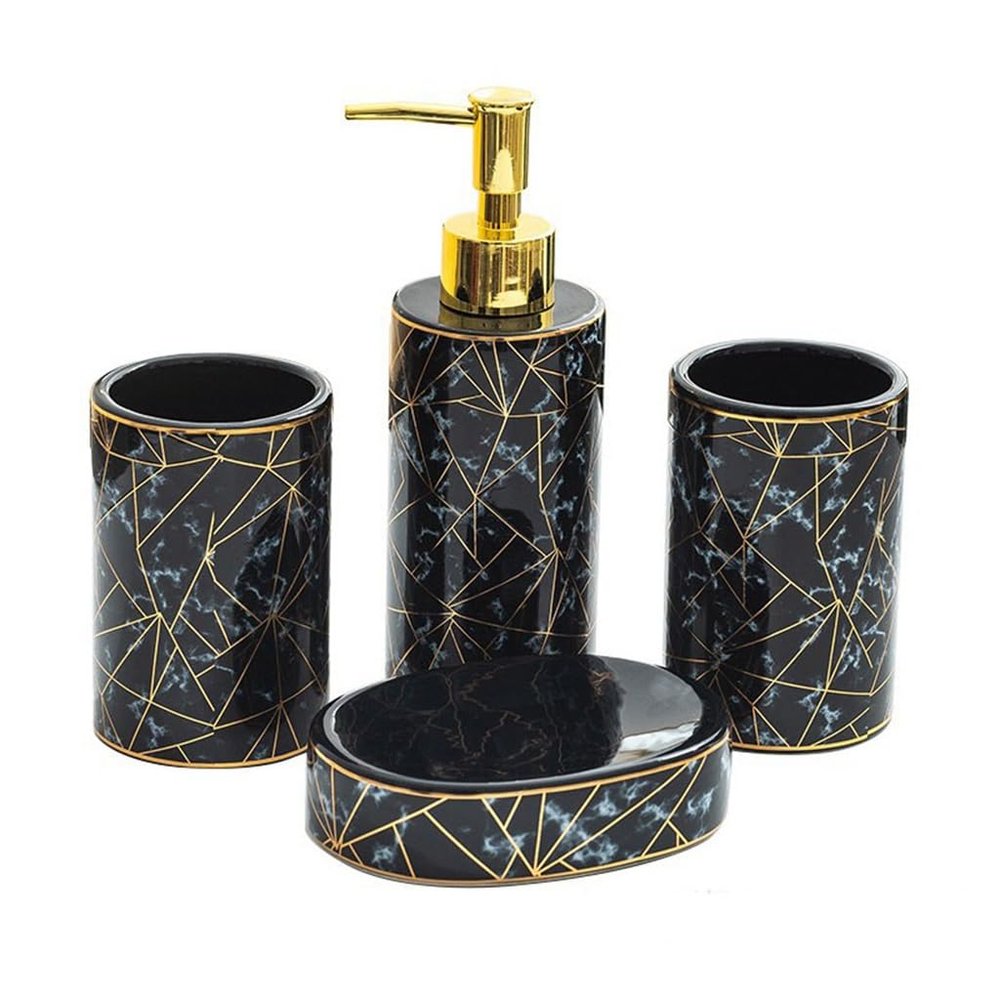 Bathroom Toiletries 4-Piece Toiletries Bathroom Items Ceramic Household Items Lotion Bottle Toothbrush Holder