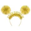 CAVETEE Birthday Crown for Women, Happy Birthday Headband, Glod Glitter Pom Pom Hair Hoop, Party Hair Accessory for Women & Girls view 1