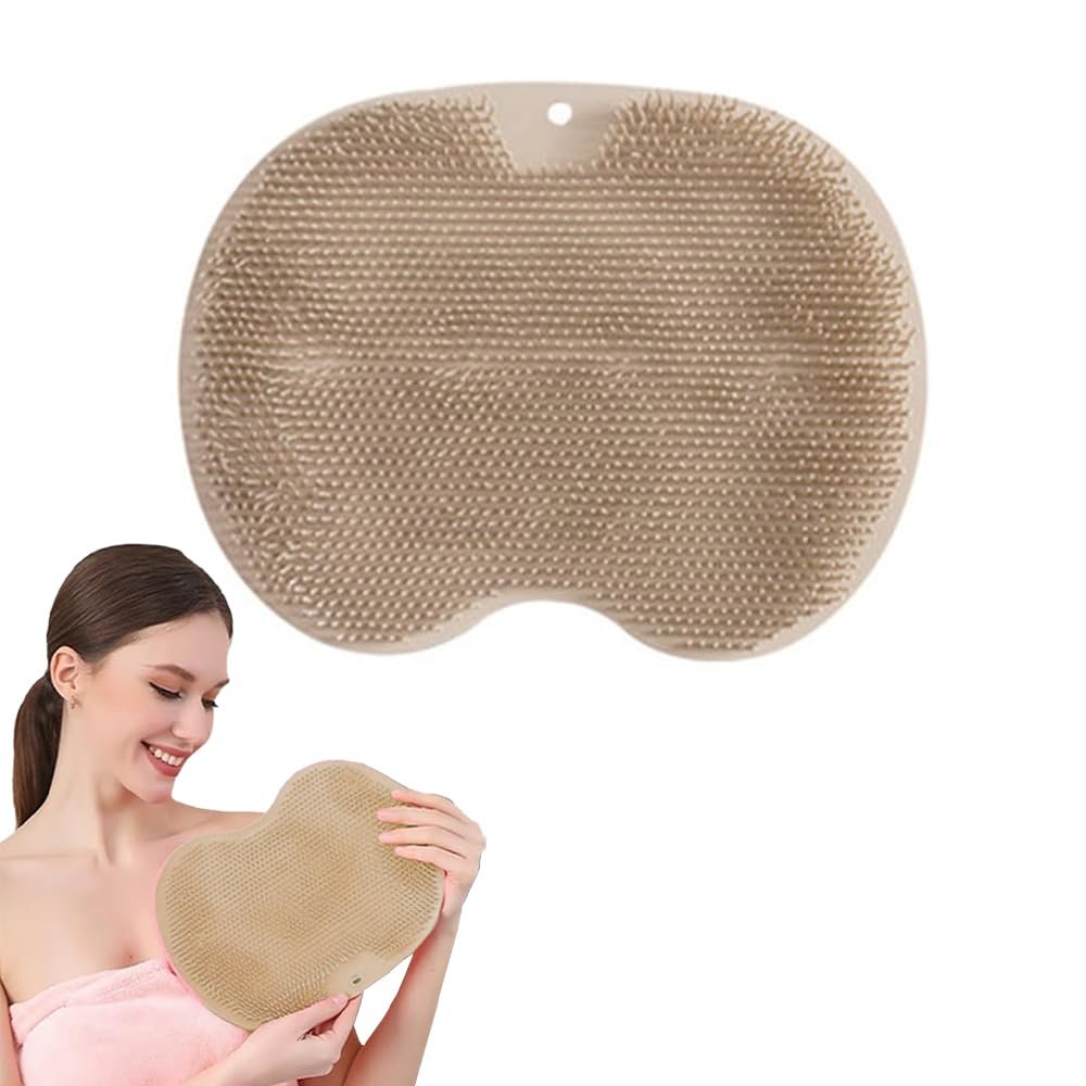 Acmefun Saker Shower Foot & Back Scrubber Massage Pad - Non-Slip Foot Cleaning & Massage Pad with Wall Mounted Slip Suction Cups for Use - 9.811.8 in (Brown)
